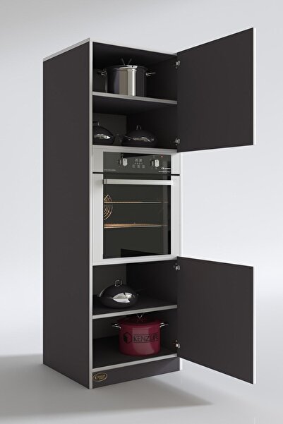 Kenzlife Ankastre Fırın Dolabı Bige Gri Mutfak Banyo Kiler