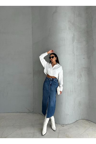Zeo Basic FUSTA JEAN DE MĂRIME MAXI