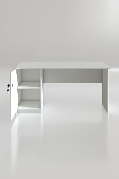 Kenzlife ofis masası yoko ono byz sol 75*140*60 kilitli kapaklı dolap eşkenar bilgisayar masası