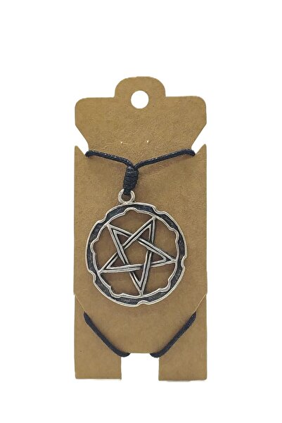 BONCADAS Pentagram Yıldızı Ip Askılı Ve Gümüş Antik Kaplamalı Tribal Kolye