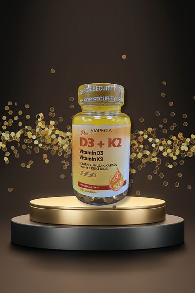 Viapecia D3+K2 Vitamin D3 Vitamin K2 Soft Supplement Capsule 60 Pieces