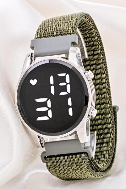 Saattino Yeni Çelik Led Ekran Cırtlı Kanvas Kordon Dijital Erkek Kol Saati ST...