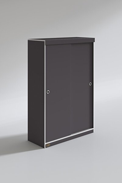 Kenzlife Gardırop Sürgülü Kapaklı Kapılı Karanfil120 Gri Gardolap Dolap