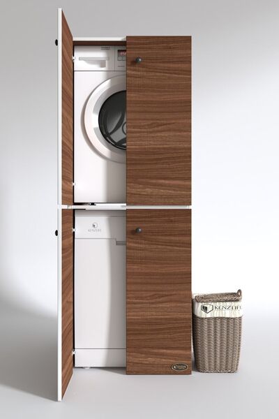 Kenzlife Çamaşır-Bulaşık Makinesi Dolabı Kapaklı Roksana Cvz 180*70*60 Banyo Çift Katlı Arkalıksız