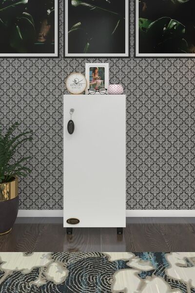 Kenzlife Mutfak Dolabı Zehra 088*030*032 Byz Kilitli Tekerlekli Banyo Evrak Ofis Kitaplık Ayakkabılık Kiler