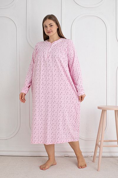 SEBOTEKS 100% Cotton Seasonal Fabric Long Sleeve Plus Size Mother's Nightgown 813