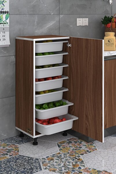 Kenzlife Sepetli Mutfak Dolabı Ruberukapak Cvz 098X45X30 Kapaklı Banyo Çamaşır Beyaz 7 Li Sepet