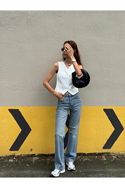 Azimutgiyim Women's White V-Neck Vest