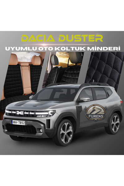 SHOOPLAA طقم وسائد مقعد السيارة من Dacia Duster باللون الأسود مع جيوب ريش تاي...