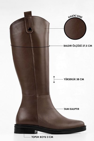 Shoeberry Braune Lena-Stiefel aus echtem Leder für Damen