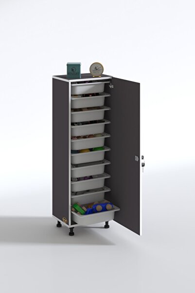 Kenzlife Sepetli Kilitli Mutfak Dolabı Ruberukilit Gri 134X45X30 Banyo Çamaşır Beyaz 10 Lu Sepet