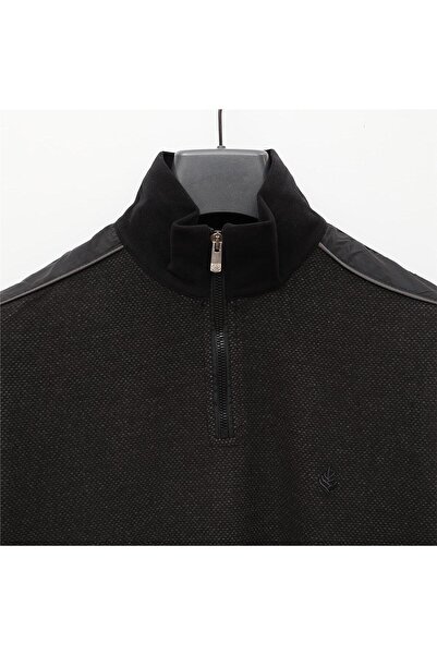 Dio Rise Ανδρικό μπλουζάκι με μακρυμάνικο λεπτό γιακά με φερμουάρ - KPP-4601 - Μαύρο