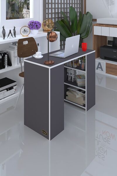 Kenzlife Bilgisayar Çalışma Masası Venüs Gri Ofis Sekreter Laptop
