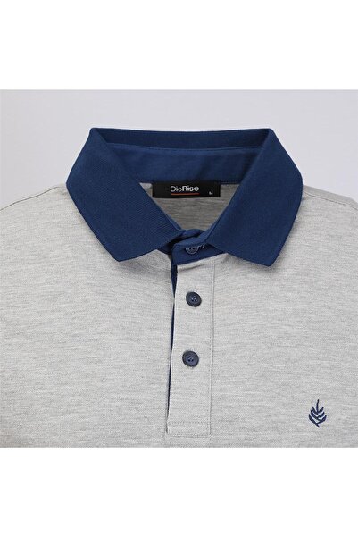 Dio Rise Ανδρικό μπλουζάκι Polo Neck Grey Melange - Κοντό μανίκι - PL-483