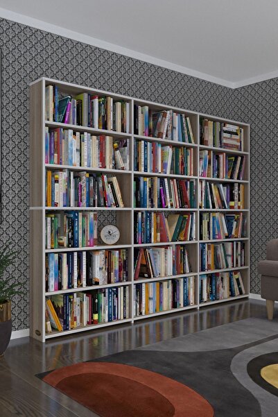 Kenzlife Kitaplık Süper Ga 180*240*19 Crd 6 Katlı 3 Bölme Çift Bölme Opsiyonl...