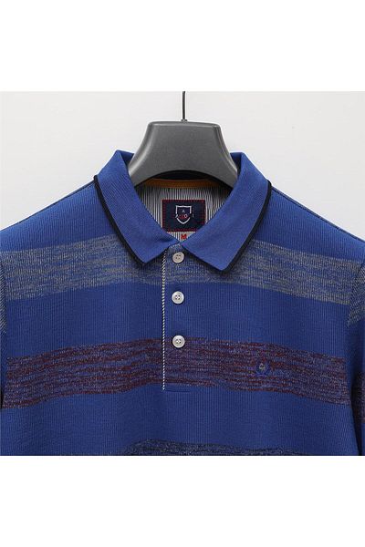 Dio Rise Tricou cu mânecă lungă cu guler polo gros pentru bărbați - CZT-106 - Roșu Claret - Saks