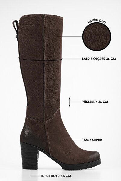 Shoeberry Dámské hnědé boty na podpatku z pravé semišové kůže