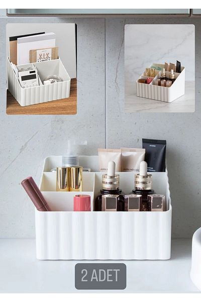 Bayev 2 bucăți Buse Makeup Organizer Suport cosmetic 4 compartimente Parfum Cremă Suport stilou Organizator de birou