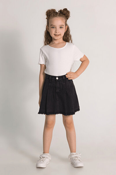 DMB BOYS & GIRLS Etek Ucu Püsküllü Pile Detaylı Kız Çocuk Şort Etek
