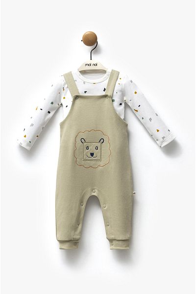 Moi Noi Baby Boy Salopette Set of 2 Body and Jumpsuit 100% Organic Cotton