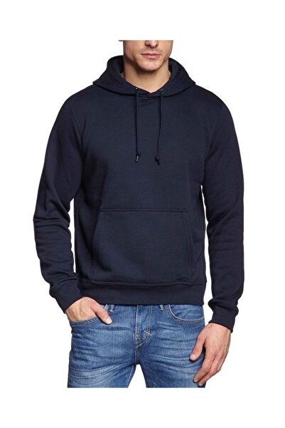 FİTGO Чоловічий світшот з бавовняною підкладкою та синьою кишенею-кенгуру