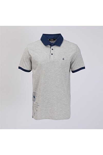 Dio Rise Ανδρικό μπλουζάκι Polo Neck Grey Melange - Κοντό μανίκι - PL-483