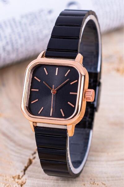 Saattino Kare Siyah Renk Çelik Kordon Minimal Series Kadın Kol Saati ST-304266