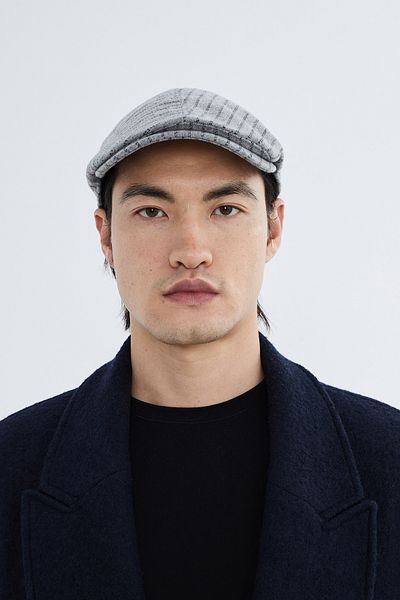 Nordbron Men's Gray Thick Durable Striped Cap Patterned Wool Adjustable Strap Hat Textured Askai