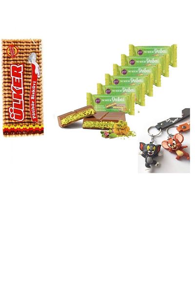 Ülker Pötibör 175 g - Plain Elite Dubai Chocolate 90 g * 6 Pieces (2 Key Chains)