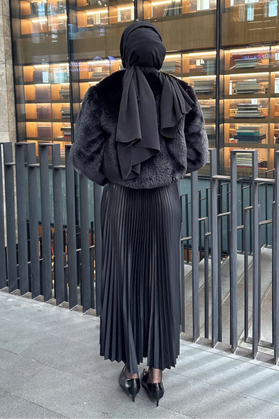 Oven Elisa Piliseli Etek - Siyah