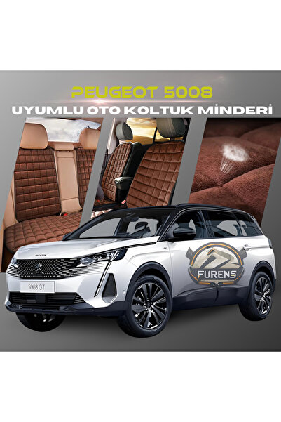 SHOOPLAA بيجو 5008 لون بني مجموعة وسائد مقعد السيارة مع جيوب وظهر مضاد للعرق ...