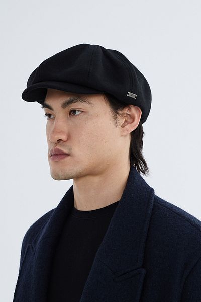 Nordbron Men's Black Plain Thick Cap Hat Label Detailed Elastic Design Woolen Soft Textured Basic Lexmu