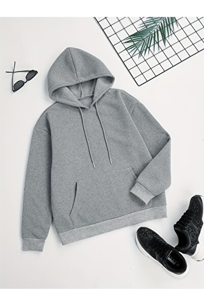 MODAVİBE سويت شيرت بغطاء للرأس - جيب الكنغر، تصميم كبير الحجم