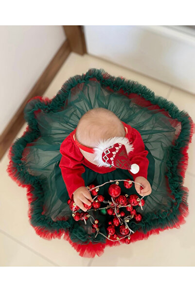 Kokosh kidss Kız Çocuk Kırmızı Yeni Yıl Noel Parti Elbisesi (3-4 AY YAZAN 3-4 YAŞ IÇİNDİR)