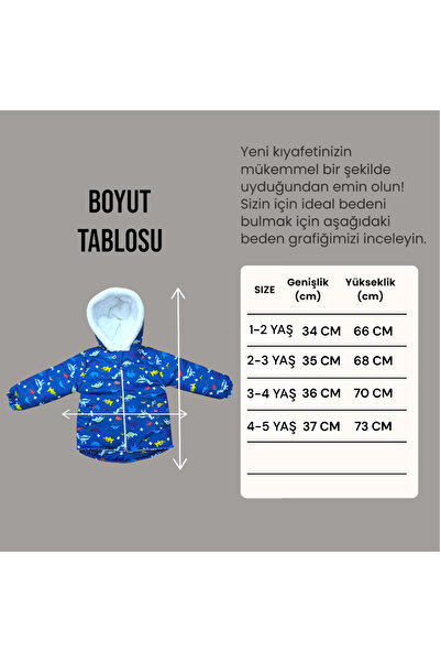 Tosyalı Burak Bebe Baskılı Kalın Elyaflı İç Kısmı Welsoftlu Rüzgar Ve Su  Geçirmez Kapüşonlu Kışlık Çocuk Mont