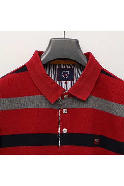 Dio Rise Men's Long Sleeve Slim Polo Neck Sweatshirt - Czt-118 - Red