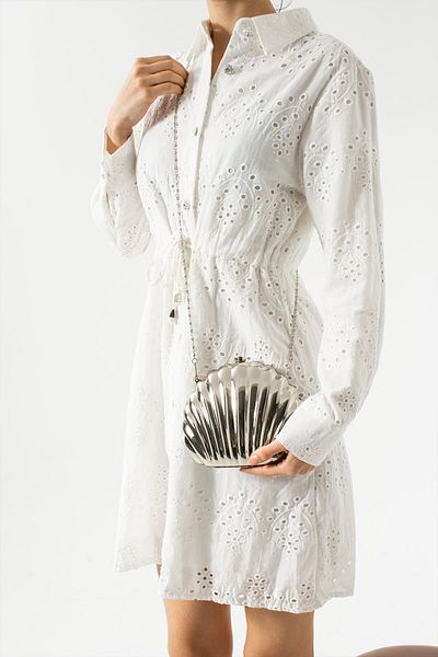 Çanta Trend Βραδινό φόρεμα Oyster Silver
