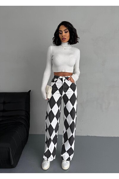 Zeo Basic Ballowa Patterned Palazzo Pants