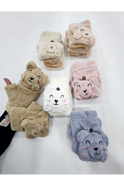 Meri İçi Polar Düğme Detaylı Dokunmatik Ekrana Uyumlu Kapaklı Peluş Özel Tasa...