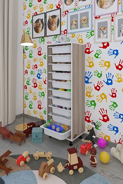 Kenzlife Sepetli Mutfak Dolabı Ruberu Crd 134X45X30 Banyo Oyuncak Çamaşır Beyaz 10 Lu Sepet