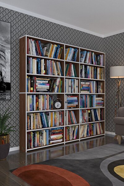Kenzlife Kitaplık Süper Ga 180*200*19 Cvz 6 Katlı 3 Bölme Çift Bölme Opsiyonl...