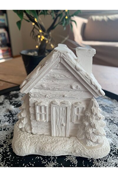 AlohamoraShop Minimalist Ham Beyaz Dekoratif Kış Evi Tütsülük