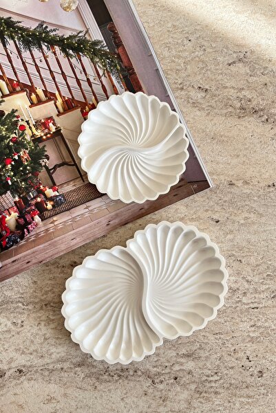 Mandalin Art Studio Deniz Kabuğu 2’li Dekoratif Tabak, Takı Tabağı