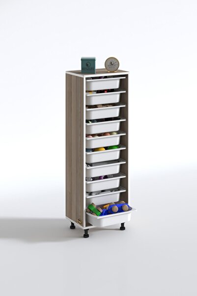 Kenzlife Sepetli Mutfak Dolabı Ruberu Crd 134X45X30 Banyo Oyuncak Çamaşır Beyaz 10 Lu Sepet