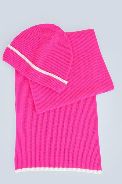CHUBA 7-12 Years Old Children's Fuchsia Thessaloniki Knit Scarf Beanie Set - Chkıds106