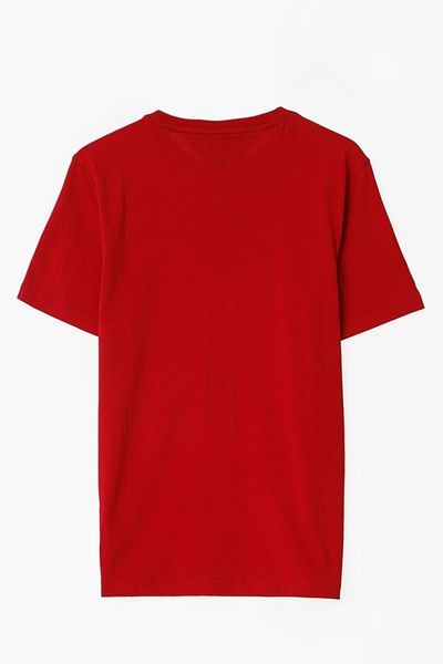 Tommy Hilfiger Men's Crew Neck Printed Comfortable Red T-Shirt Mw0Mw37448-Xld