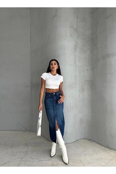 Zeo Basic FUSTA JEAN ALBASTRU MĂRIME MAXI