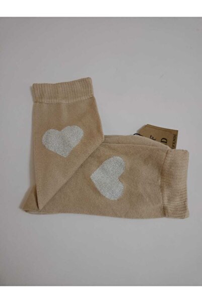 ENEFENDİ Меки дамски светлокафяви чорапи - с пайети, сърцевиден мотив, без шевове, коледни чорапи 36-40