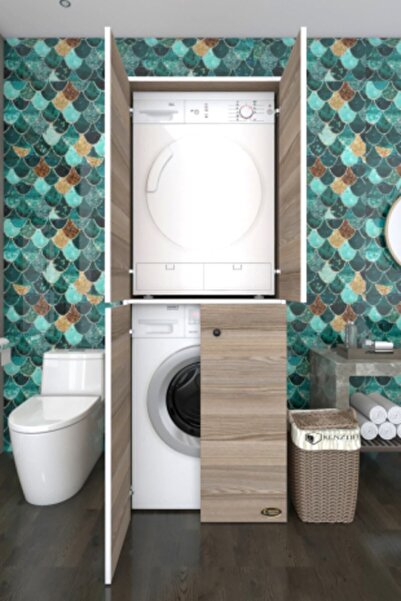 Kenzlife Çamaşır-Kurutma Makinesi Dolabı Kapaklı Jelena Crd 180*70*60 Banyo Ç...
