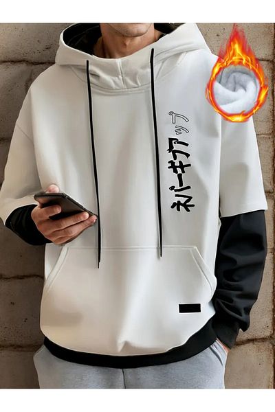 aynewmoda Hanorac casual cu glugă, cu fermoar, din poliester, pentru bărbați, lavabil la mașină